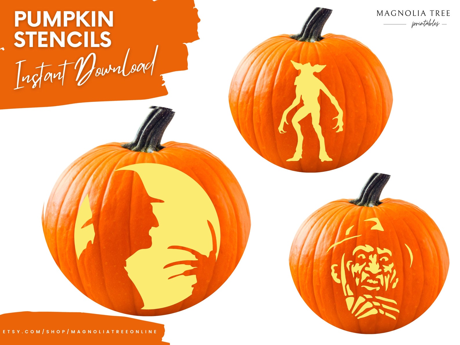 Horror Movie Bundle Printable Pumpkin Carving Stencils: PDF Template ...