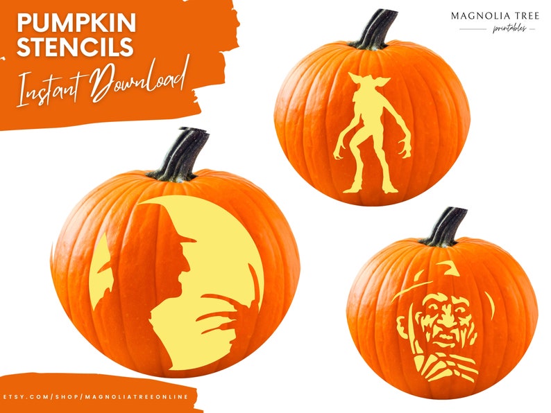 Horror Movie Bundle Printable Pumpkin Carving Stencils: PDF Template ...