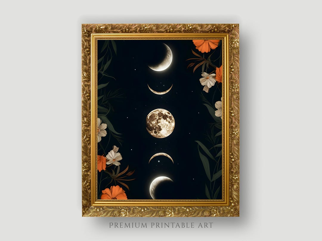 Printable Wall Art Digital Download Phases of the Moon Wall Decor ...