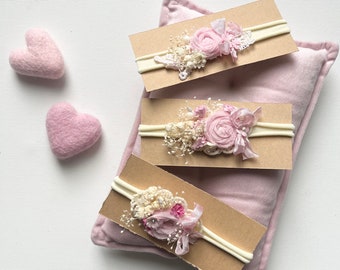 1 Blüten Haarband Ab Newborn * Babyfotografie * Taufe * Baby Party * 3 zur Auswahl * Rosa * Pink *Geburtsgeschenk