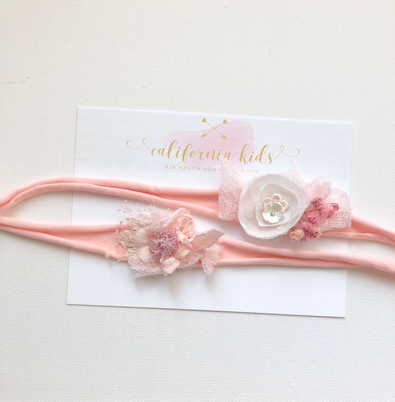 Babyfotografie Taufe Newborn Props Tieback Boho Baby Haarband Stirnband zum Binden Lovely Rosa