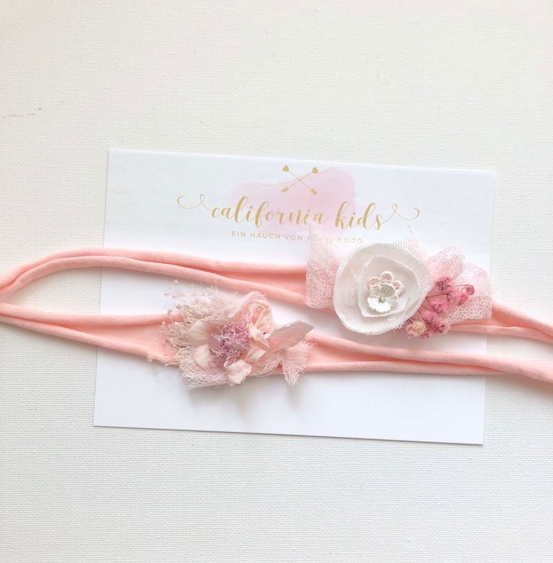 Babyfotografie Taufe Newborn Props Tieback Boho Baby Haarband Stirnband zum Binden Lovely Rosa