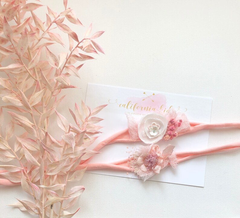 Babyfotografie Taufe Newborn Props Tieback Boho Baby Haarband Stirnband zum Binden Lovely Rosa