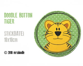Stick file Tiger Doodle button 10 x 10 cm