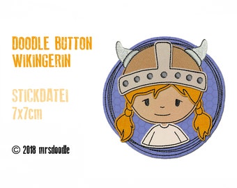 Broderie Viking Doodle bouton 7 x 7 cm