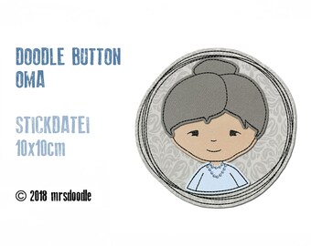 Stickdatei Oma Doodle-Button 10x10cm