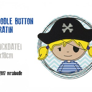 Embroidery file Pirate Doodle-button 13 x 18 cm