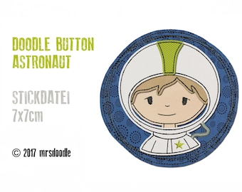 Stickdatei Astronaut Doodle-Button 7x7cm