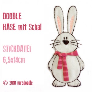 Bunny with scarf 6.5 x 14 cm 3d-Doodle Embroidery file