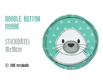 Embroidery file Robbe Doodle button 10 x 10 cm