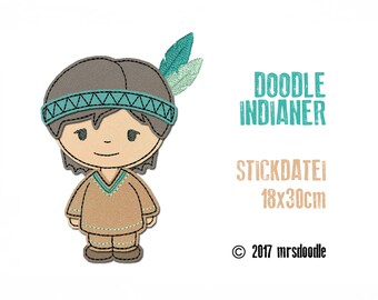 Stickdatei Indianer Doodle 18x30cm