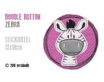 Embroidery file Zebra Doodle-button 13 x 18 cm