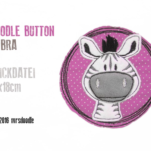 Stickdatei Zebra Doodle-Button 13x18cm