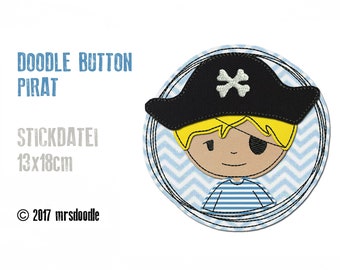 Stickdatei Pirat Doodle-Button 13x18cm