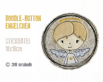 Stickdatei Engelbub Doodle-Button 10x10cm