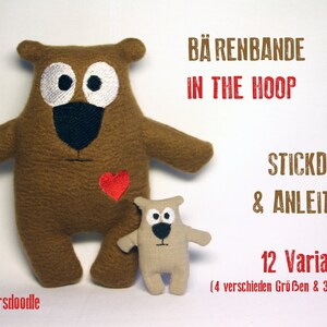 Embroidery Files Bear Band ith teddy bear in 4 sizes