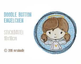 Stickdatei Engel Doodle-Button 10x10cm