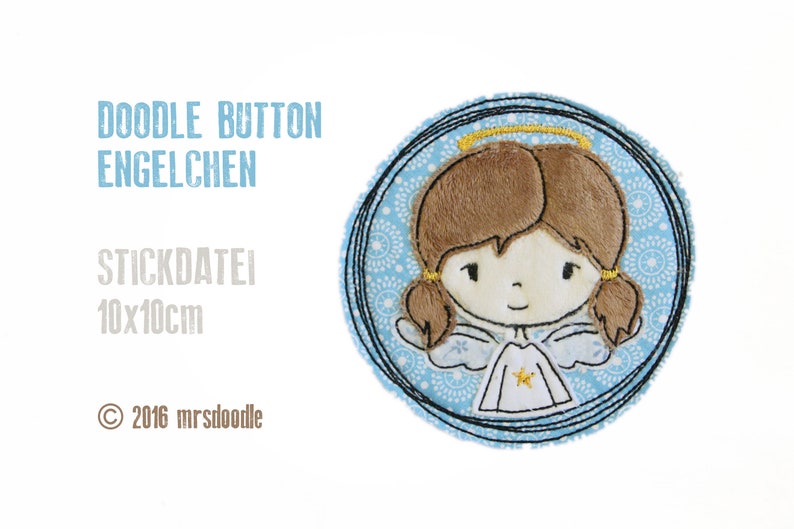 Stickdatei Engel Doodle-Button 10x10cm Bild 1