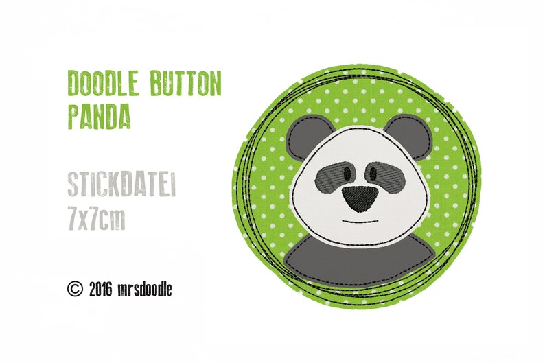 Stickdatei Panda Doodle-Button 7x7cm Bild 1