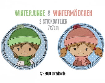 Embroidery file Winterkids Doodle Buttons 7 x 7 cm