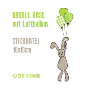 Stick file Bunny with Balloons Doodle 10 x 10 cm