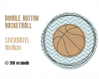 Stickdatei Basketball Doodle-Button 10x10cm