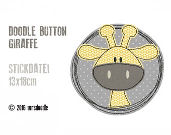 Doodle Button Giraffe 13x18 Stickdatei