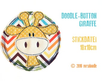 Doodle Button Giraffe 10x10 embroidery file