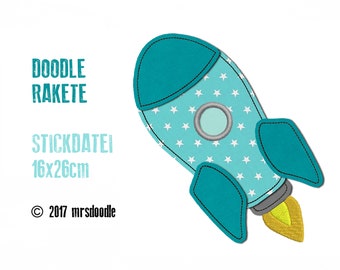 Stickdatei Rakete Doodle 16x26cm