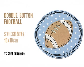 Stickdatei Football Doodle-Button 10x10cm
