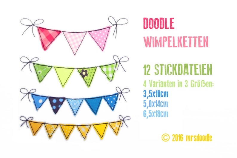 Set Wimpelketten 4 Doodles in 3 Größen Bild 1