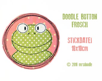 Stickdatei Frosch Doodle-Button 10x10cm