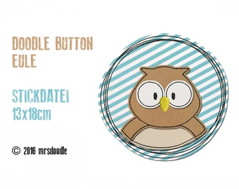 Stickdatei Eule Doodle-Button 13x18cm