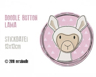 Stickdatei Lama Doodle-Button 13x13cm
