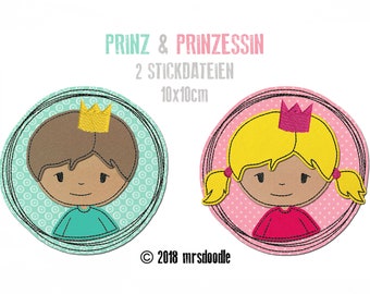 Set Prinz & Prinzessin 2 Stickdateien 10x10cm