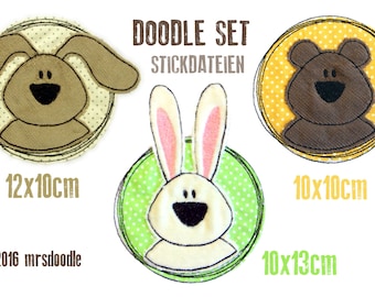 Stickdateien Tierfreunde Doodle-Set