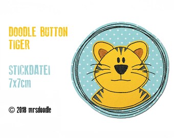 Stick File Tiger Doodle button 7 x 7 cm