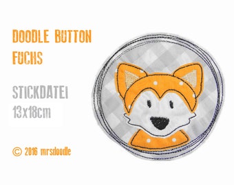 Stickdatei Fuchs Doodle-Button 13x18cm