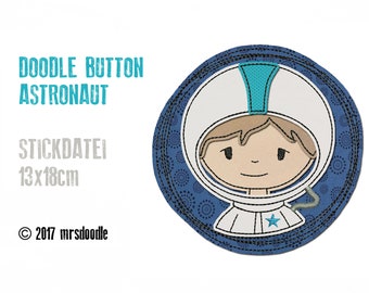 Embroidery file Astronaut Doodle-button 13 x 13 cm