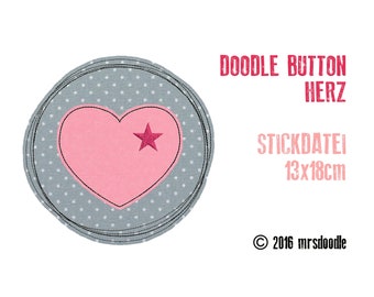 Embroidery file Heart Doodle button 13 x 18 cm