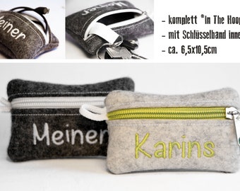 Schlüssel-Etui ITH 12x12cm Wollfilz/Leder