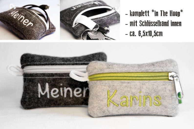 Schlüssel-Etui ITH 12x12cm Wollfilz/Leder Bild 1