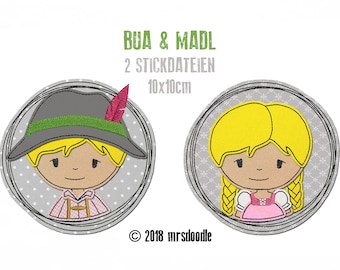 Set Bua & Madl 2 Doodle Stickdateien 10x10cm