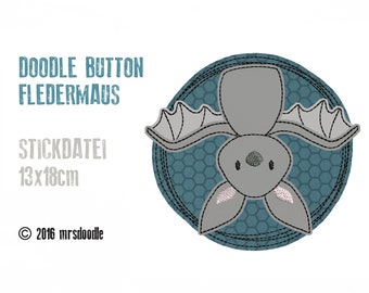 Stickdatei Fledermaus Doodle-Button 13x18cm