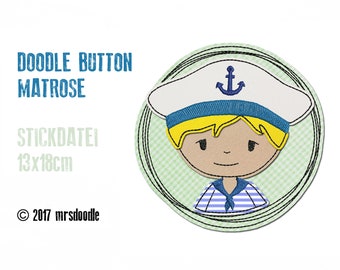 Stickdatei Matrose Doodle-Button 13x18cm