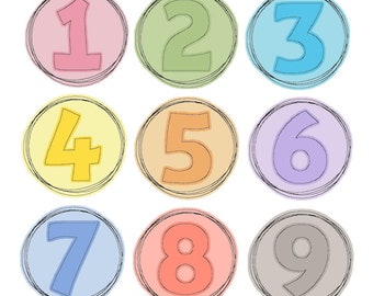 Numbers 1-9 set 7 x 7 cm Doodle Stick files