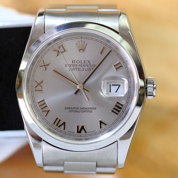Rolex Datejust 16200 Silver Roman Dial Smooth Bezel 36mm Watch | Etsy  Australia