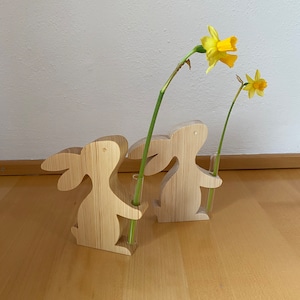 Easter bunny made of wood with vase 15.5 cm ecological or natural Easter spring decoration