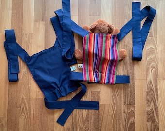 Puppentrage Bauchtrage Rückentrage für Puppen Puppenspielzeug dunkelblau Regenbogen