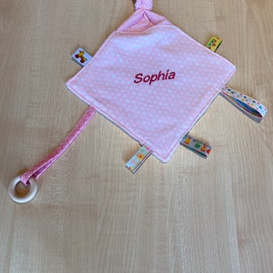 Knistertuch mit Knoten und Namen Rascheltuch Geschenk zur Geburt ...